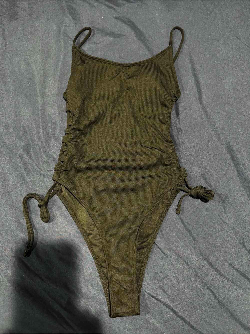 Black Ribbed One-Piece Swimsuit